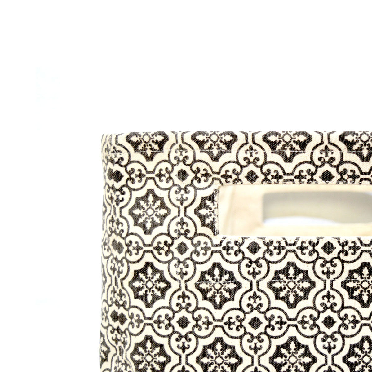 Square Canvas storage basket, tile print in black and white, sizes available