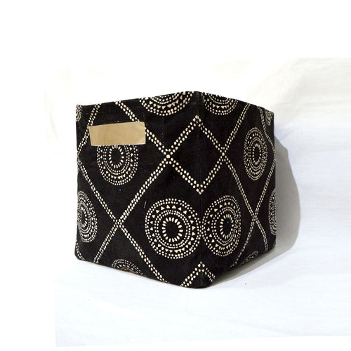 Square Canvas Storage Basket – Black & White Hamong Dot Print