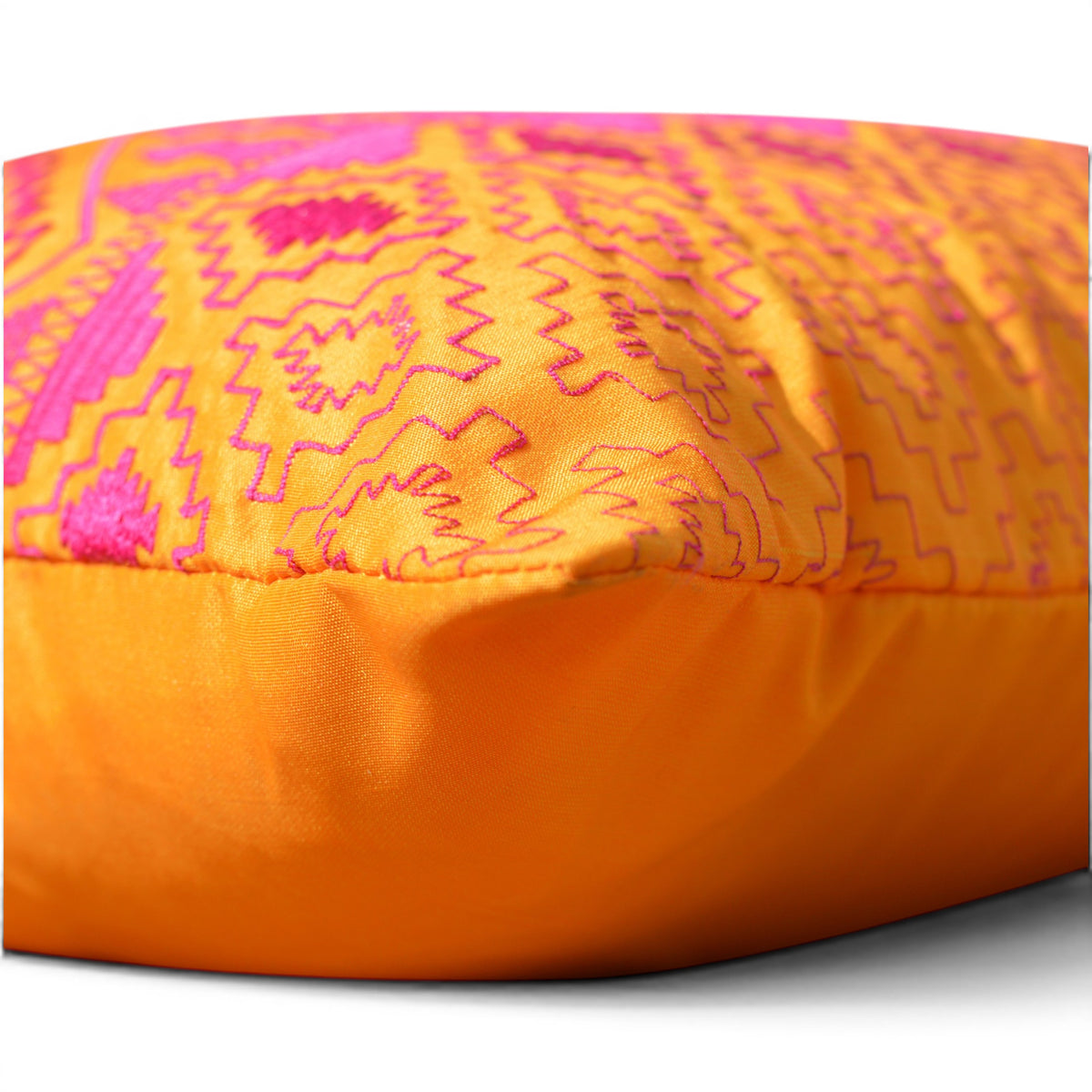 Kilim Pattern Embroidered Cushion Cover – Orange & Pink