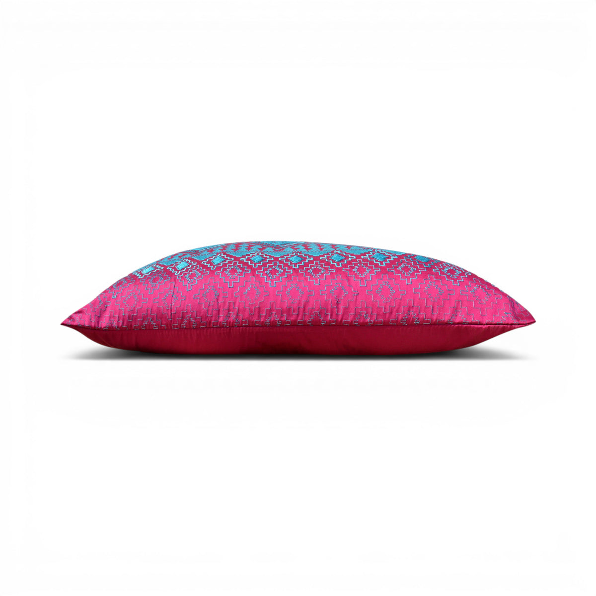 Kilim Pattern Embroidered Cushion Cover – Hot Pink & Turquoise