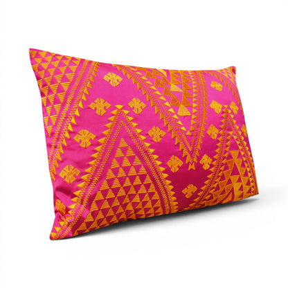 Kilim Pattern Embroidered Cushion Cover – Hot Pink & Orange