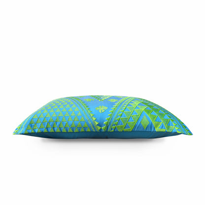 Kilim - Turquoise embroidered pillow cover, Poly taffeta cushion cover