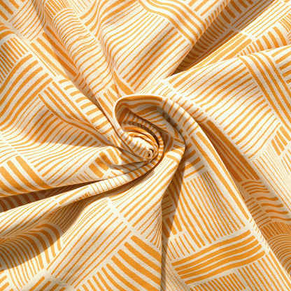 Mustard Stripe print fabric, 100% cotton duck, fabric by the metre