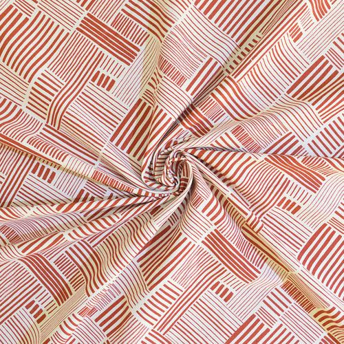 Terracotta Stripe print fabric, 100% cotton duck, fabric by the metre