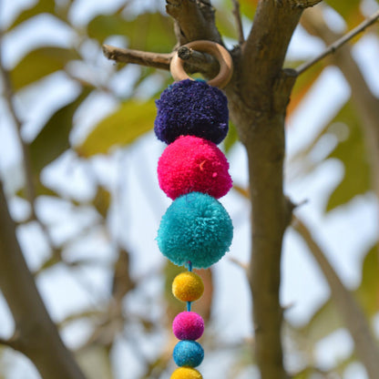 Marigold & Fuchsia Pompom Garland – Handmade Boho Party & Festival Decor - Vliving