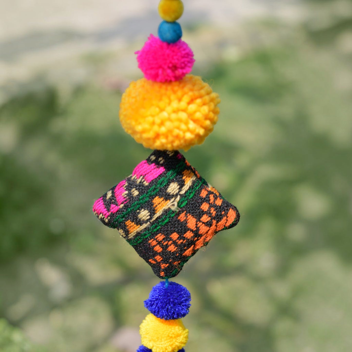Marigold & Fuchsia Pompom Garland – Handmade Boho Party & Festival Decor - Vliving