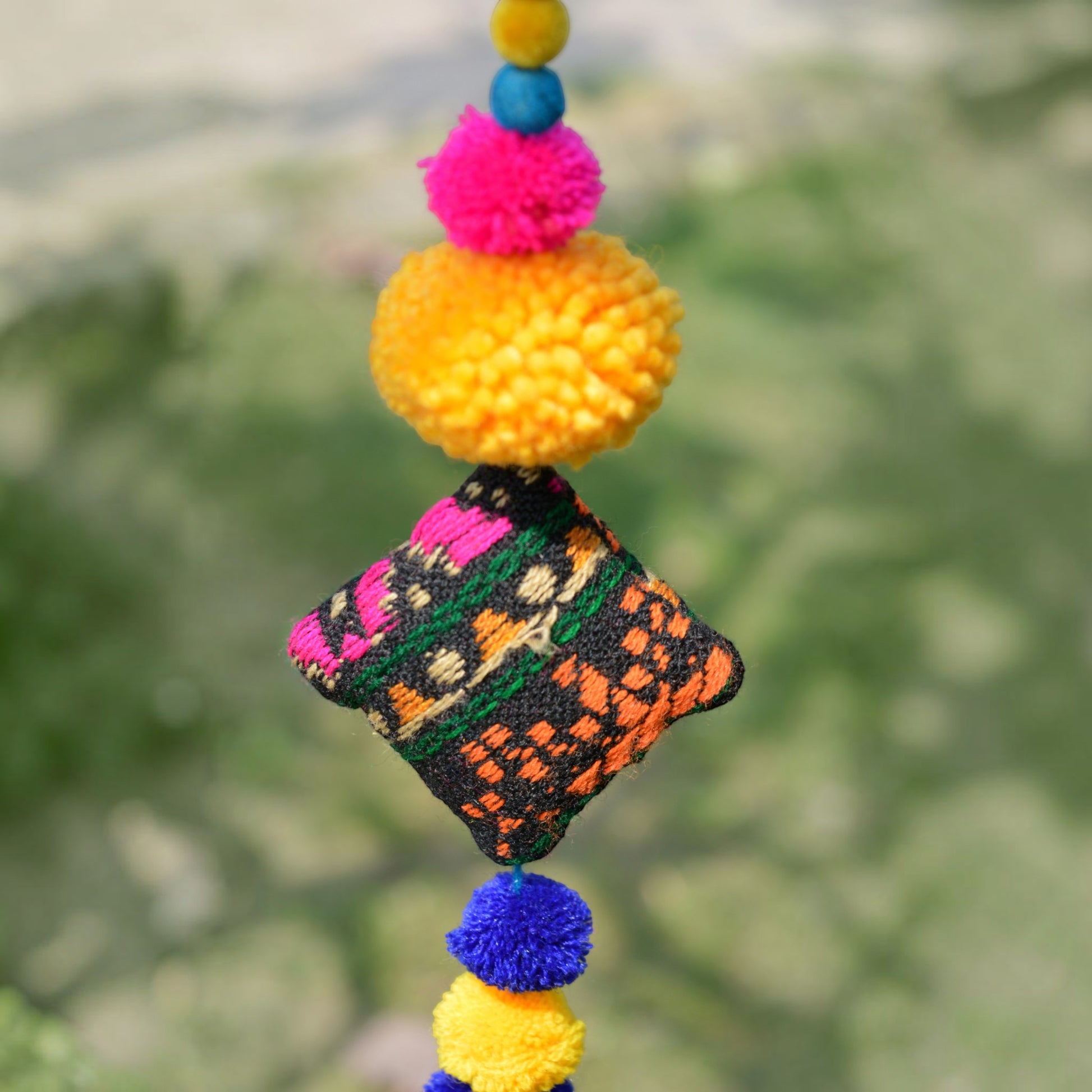 Marigold & Fuchsia Pompom Garland – Handmade Boho Party & Festival Decor - Vliving