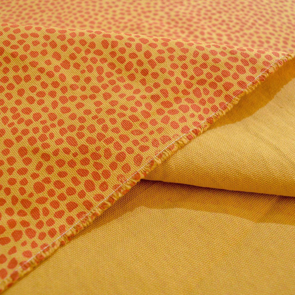 Yellow dot print fabric, 100% cotton duck, fabric by the metre