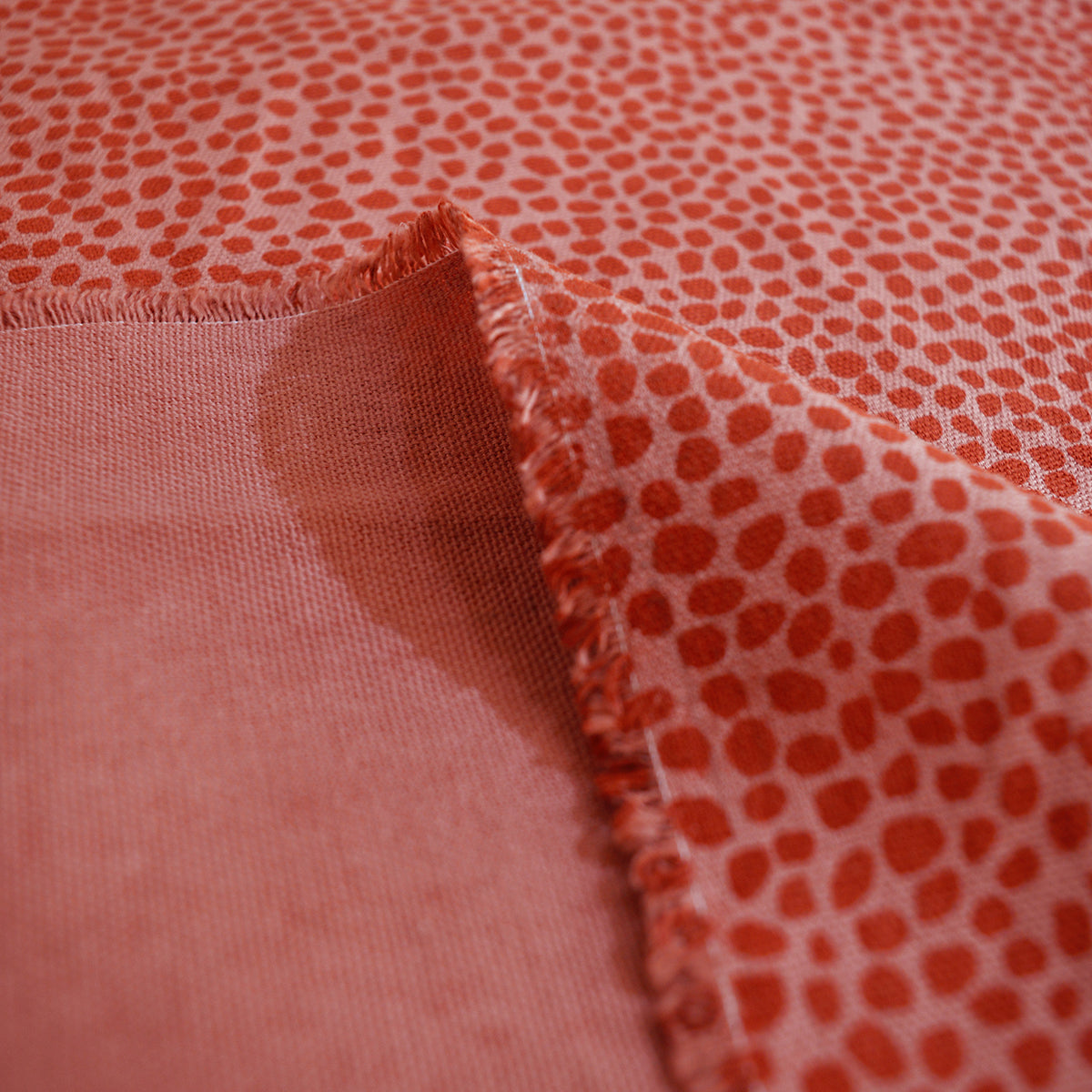 Terracotta dot print fabric, 100% cotton duck, fabric by the metre