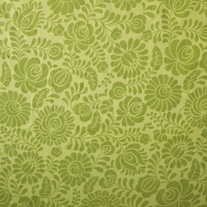 Green printed fabric, Matyo Rose pattern, 100% cotton duck, by the metre, bold print