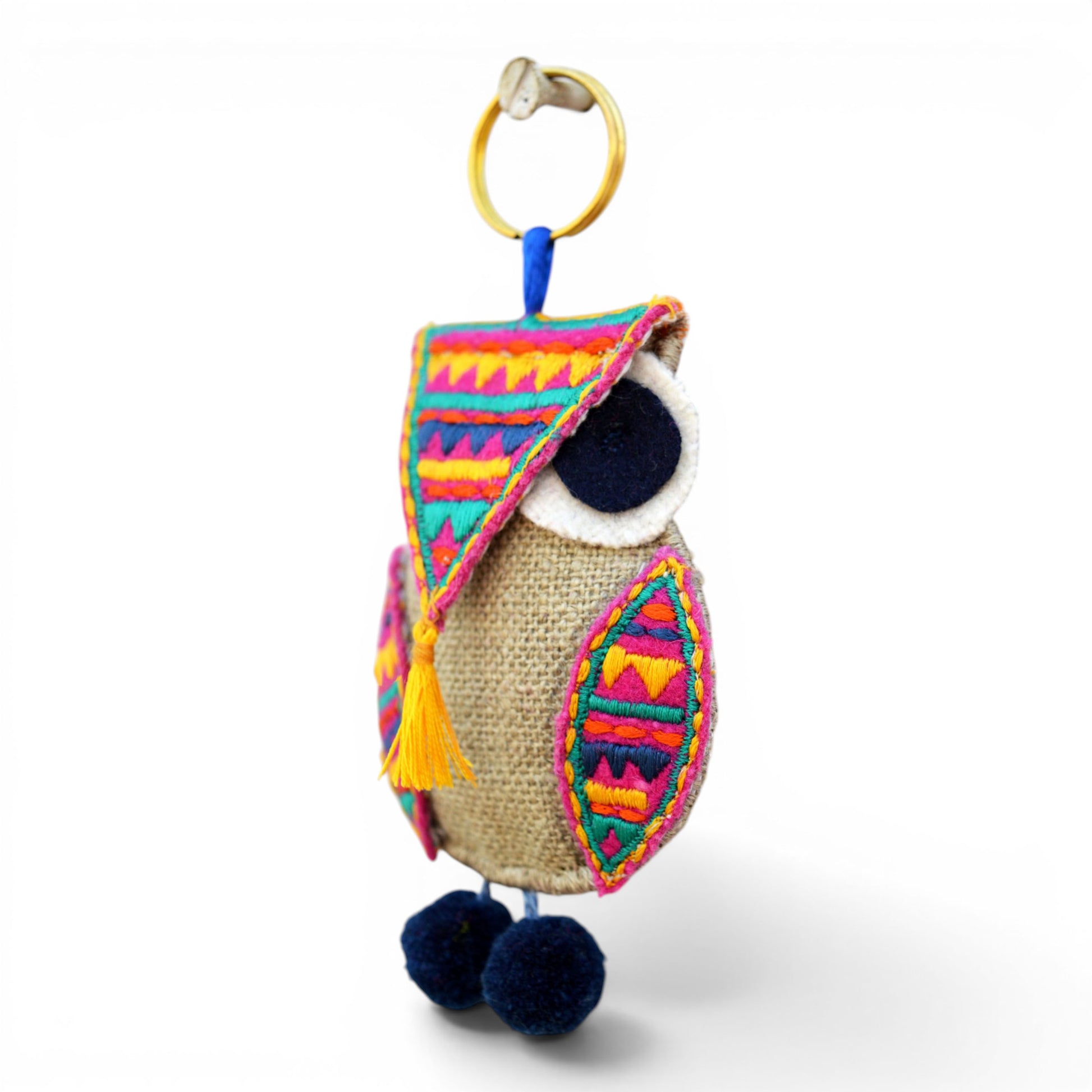 Multicolour Owl Handmade Boho Tassel Charm – Key Ring, Bag Charm & Belt Accessory - Vliving