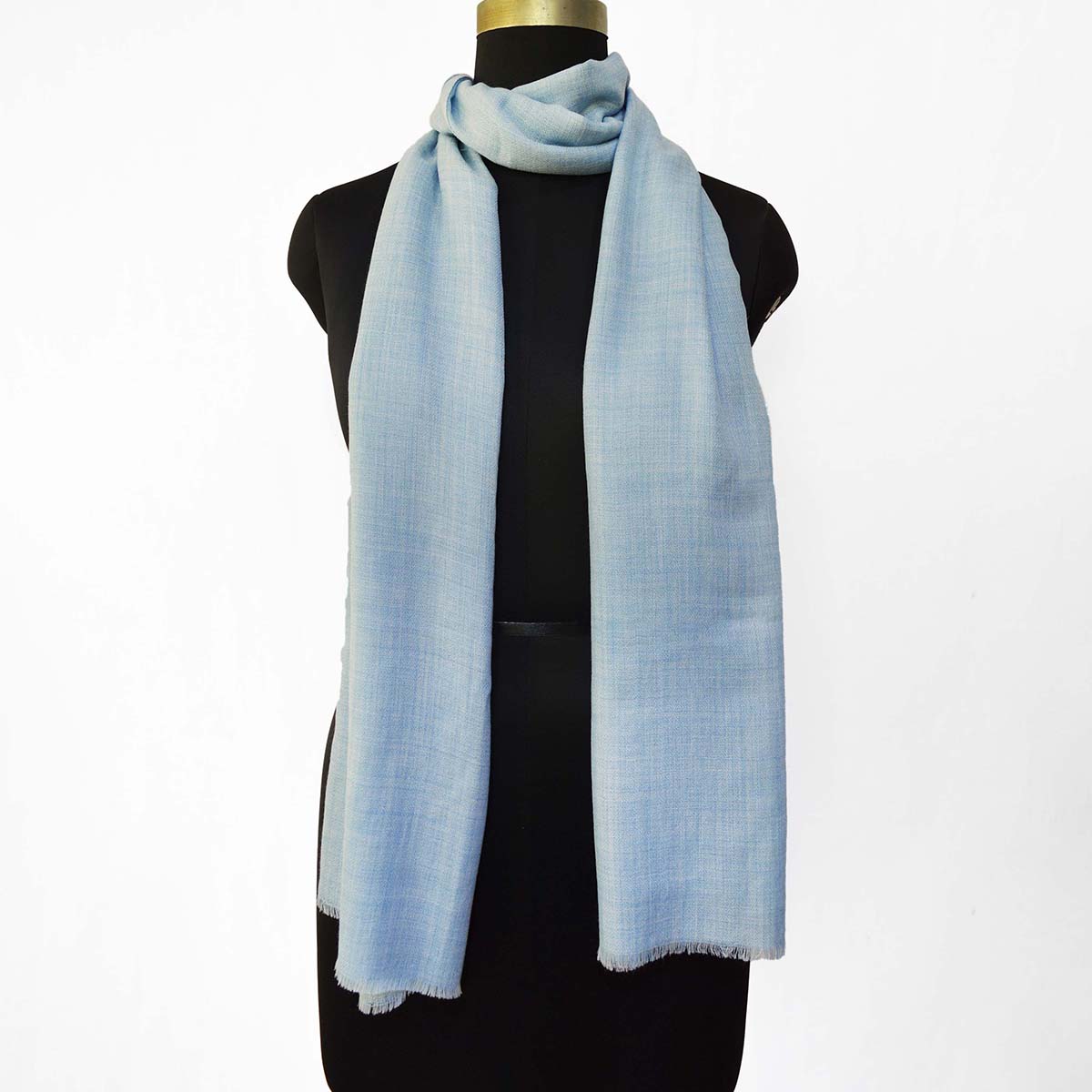 POWDER BLUE fine wool scarf women/men, solid colour, reversible, fashion shawl or stole or wrap, unisex