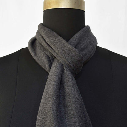 CHARCOAL fine wool scarf women/men, solid colour, reversible, fashion shawl or stole or wrap, unisex