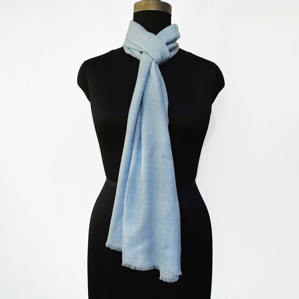 POWDER BLUE fine wool scarf women/men, solid colour, reversible, fashion shawl or stole or wrap, unisex
