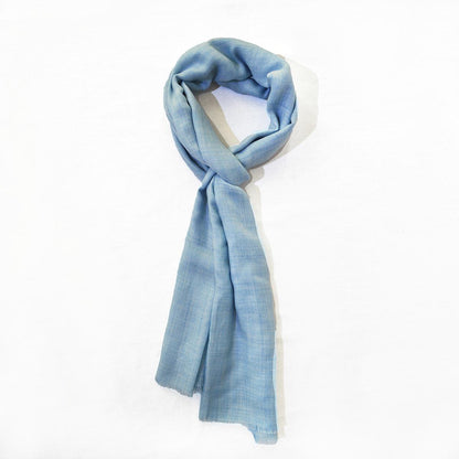 POWDER BLUE fine wool scarf women/men, solid colour, reversible, fashion shawl or stole or wrap, unisex