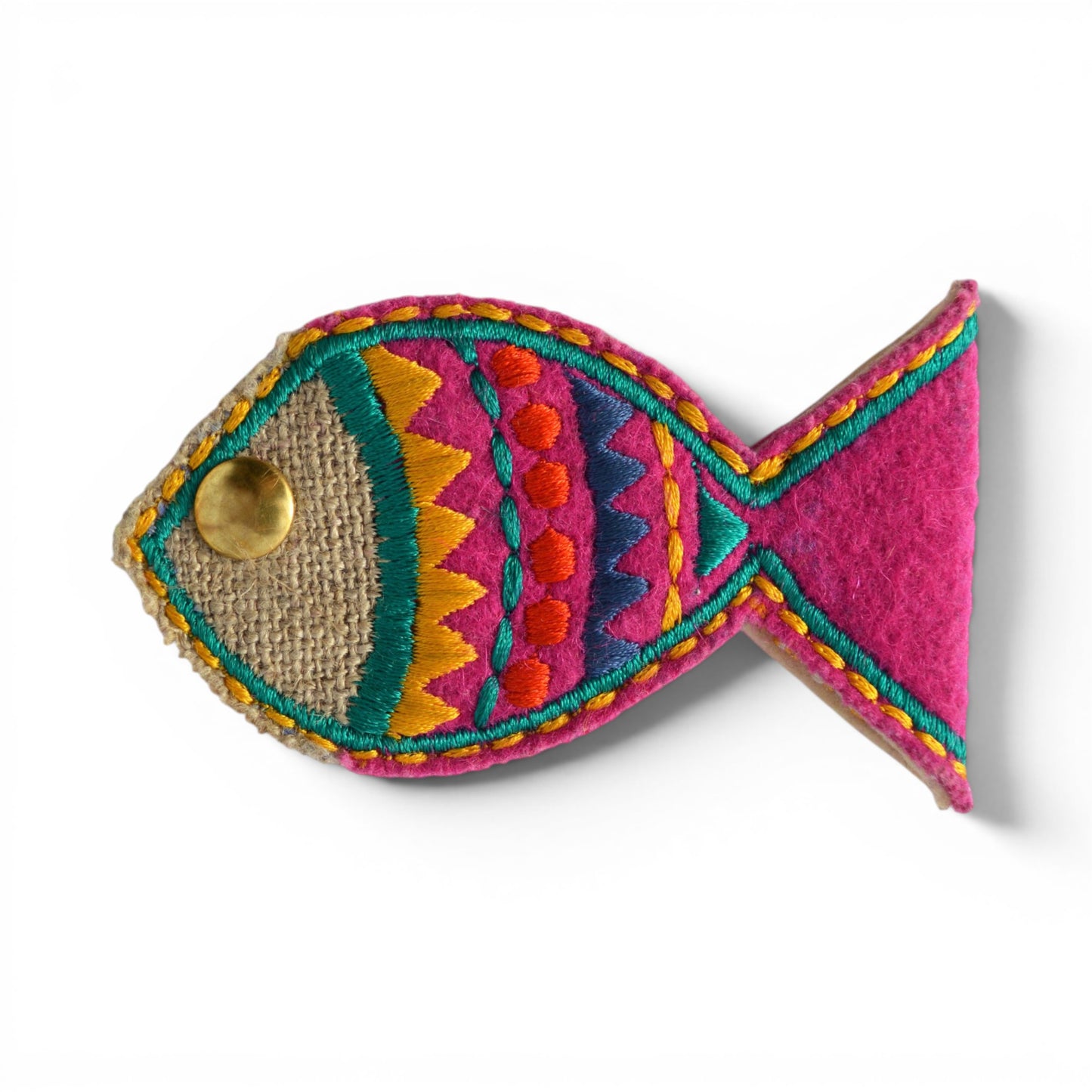 Fish-Shaped Boho Cable & Wire Holder | Handmade Linen & Felt | Desk Organiser