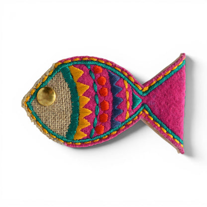 Fish-Shaped Boho Cable & Wire Holder | Handmade Linen & Felt | Desk Organiser