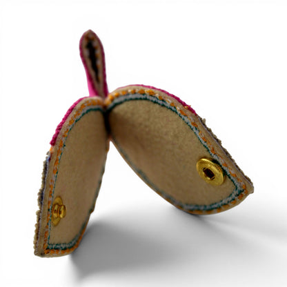 Fish-Shaped Boho Cable & Wire Holder | Handmade Linen & Felt | Desk Organiser