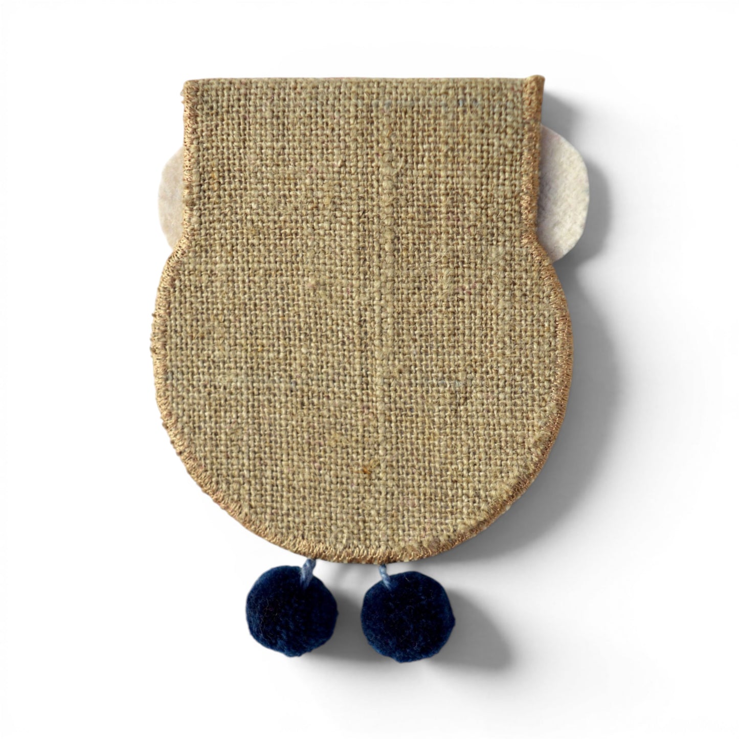 Owl Motif Boho Coin Purse & Cable Holder | Handmade Linen & Felt | 4"×3"