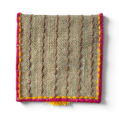 Boho Pocket Square Coin Purse & Cable Holder | Handmade Linen & Felt | 4"×3"