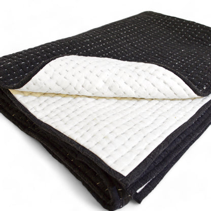 Charcoal quilted Throw blanket, hand quilted and stonewashed, stripe quilting, 100% cotton, 50X60 inches