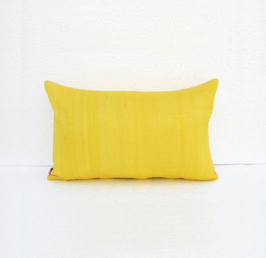 Yellow solid pure silk pillow cover, sizes available