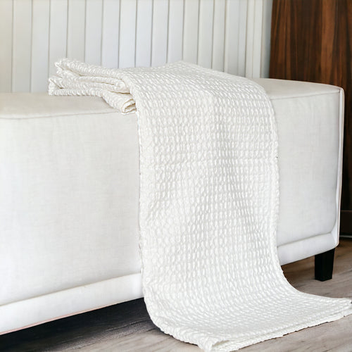 White waffle Throw blanket, 100% cotton, 50X60 inches