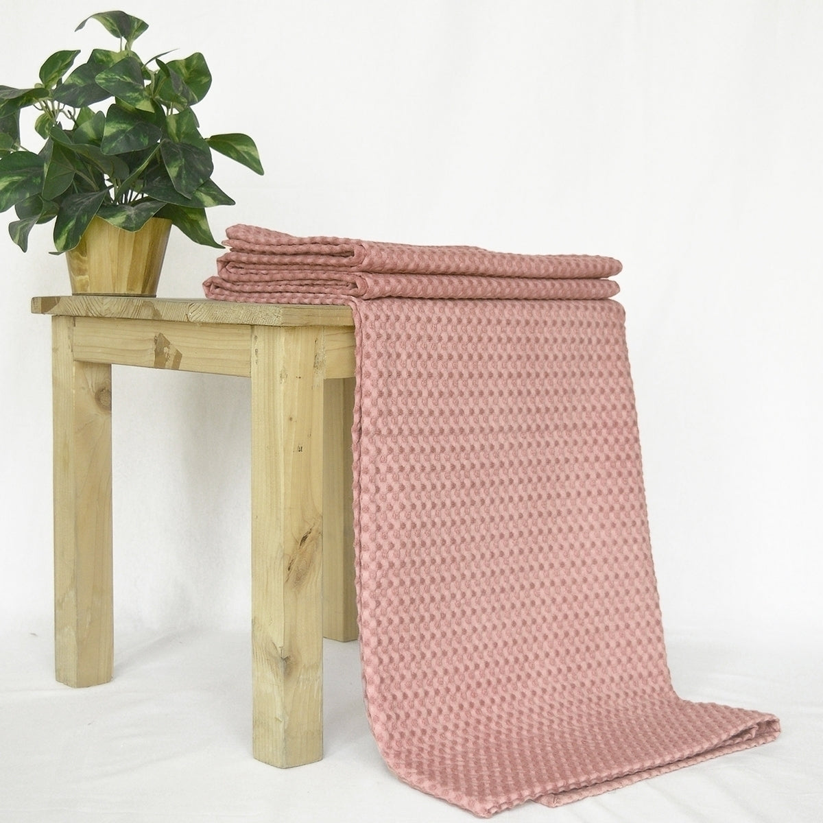 Old Rose colour waffle Throw blanket 100 cotton 50X60 inches