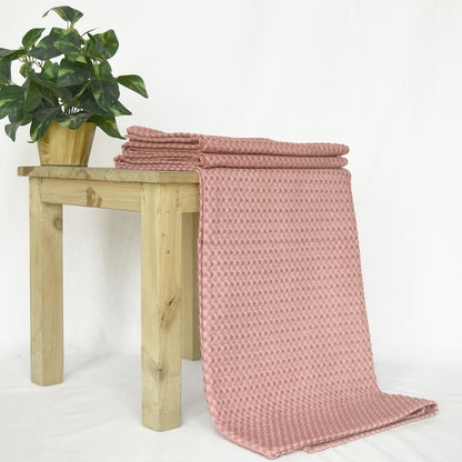 Old Rose colour waffle Throw blanket, 100% cotton, 50X60 inches
