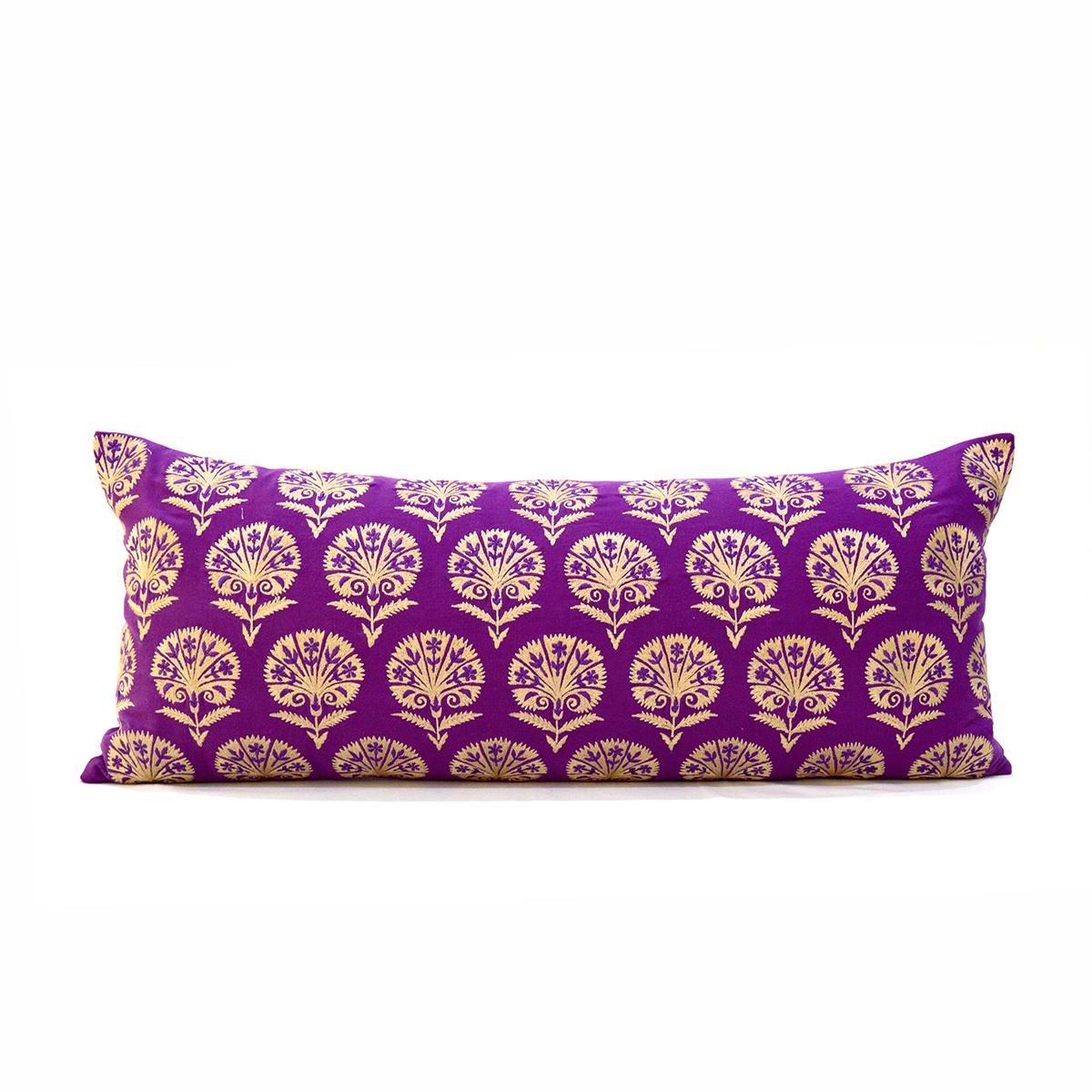KASHIDAKAARI - Plum cotton Long Lumbar pillow cover with Suzani inspired silk embroidery, long lumbar pillow cover, sizes available