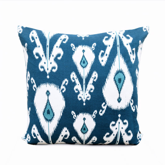 Ikat print, indigo pillow cover, cotton cushion cover - Vliving