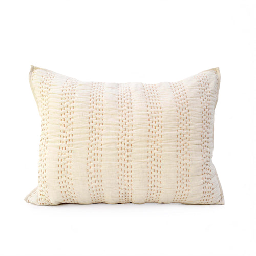 PILLOW SHAM - Beige cotton linen fabric with stripe pattern quilting, Sizes available