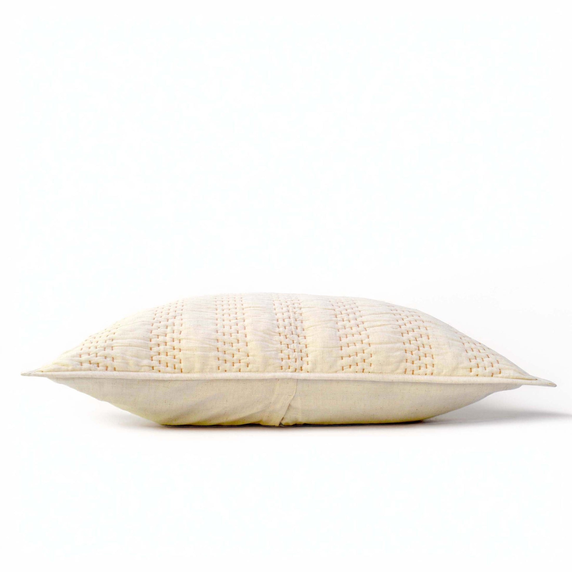 QUILTED BED SET - Beige cotton linen fabric with stripe pattern quilting, Sizes available