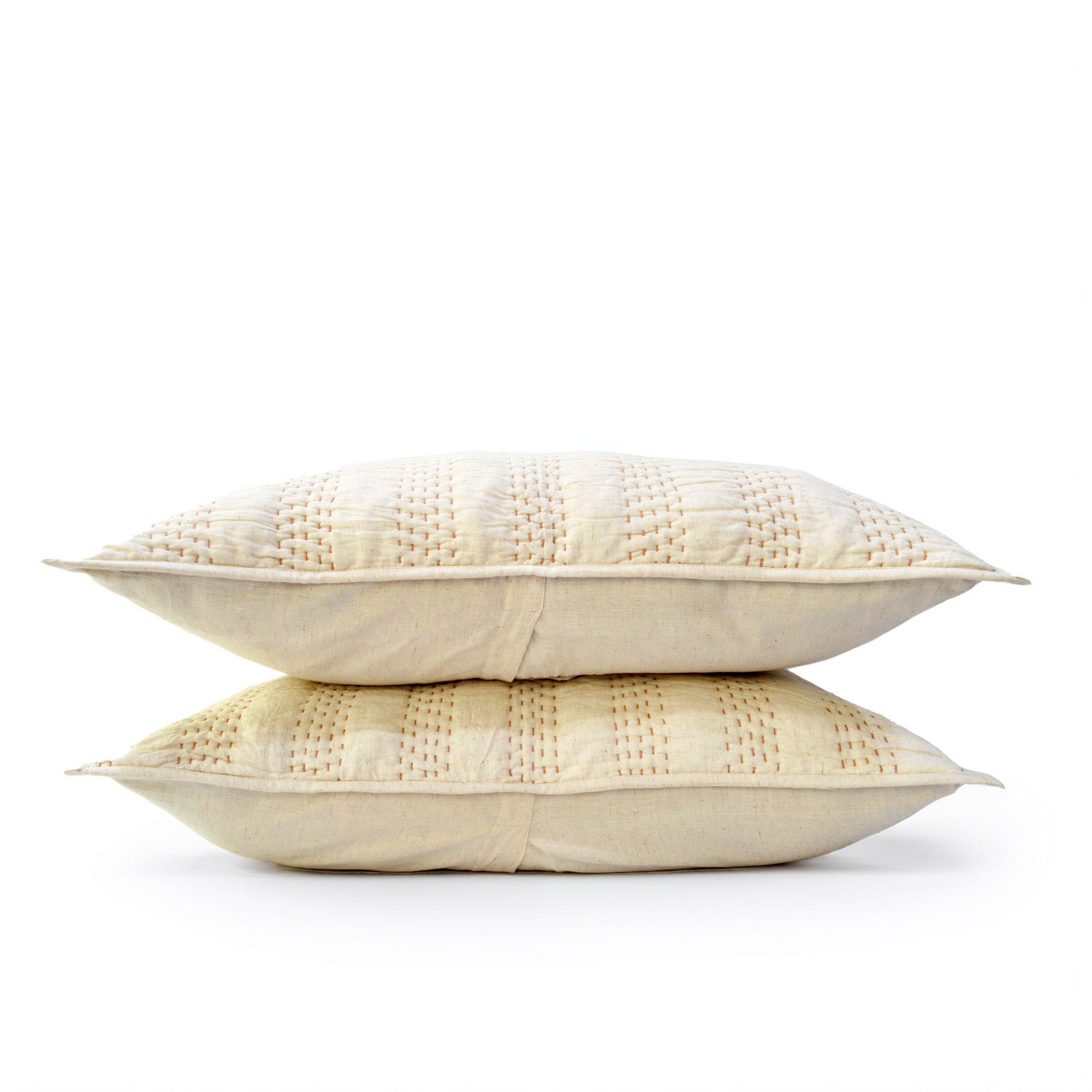 QUILTED BED SET - Beige cotton linen fabric with stripe pattern quilting, Sizes available