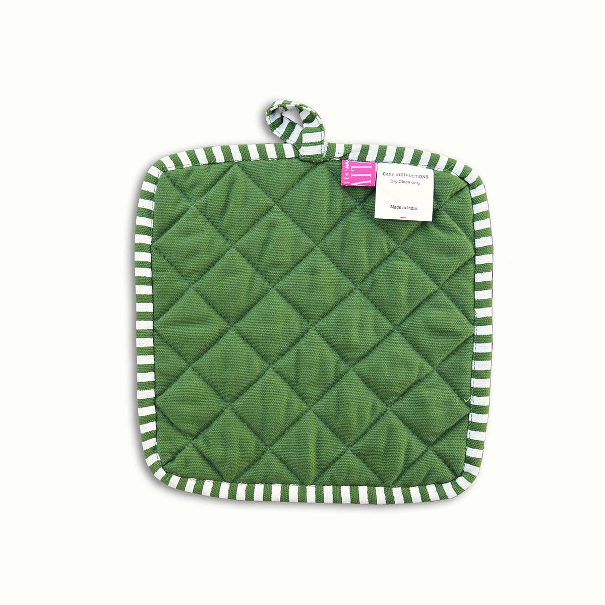 Green oven mitt, quilted glove, kalamkari print, kitchen accessory, 100% cotton
