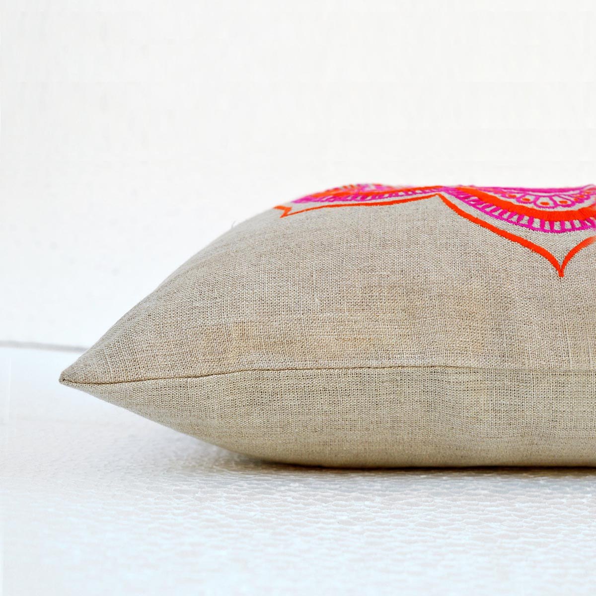 Mandala linen pillow cover, embroidered pillow case, tribal, indian craft pillow, ethnic, 16&quot;X16&quot;