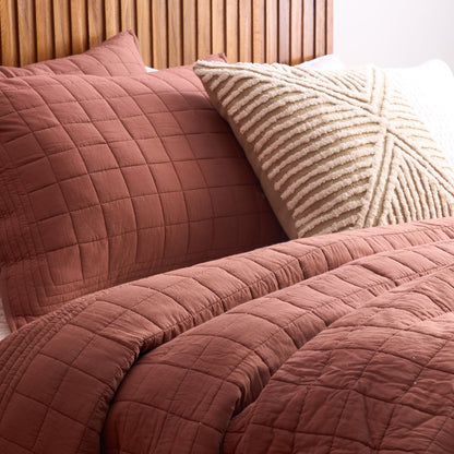 CLAY BROWN cotton Quilted pillow cases, Sizes available