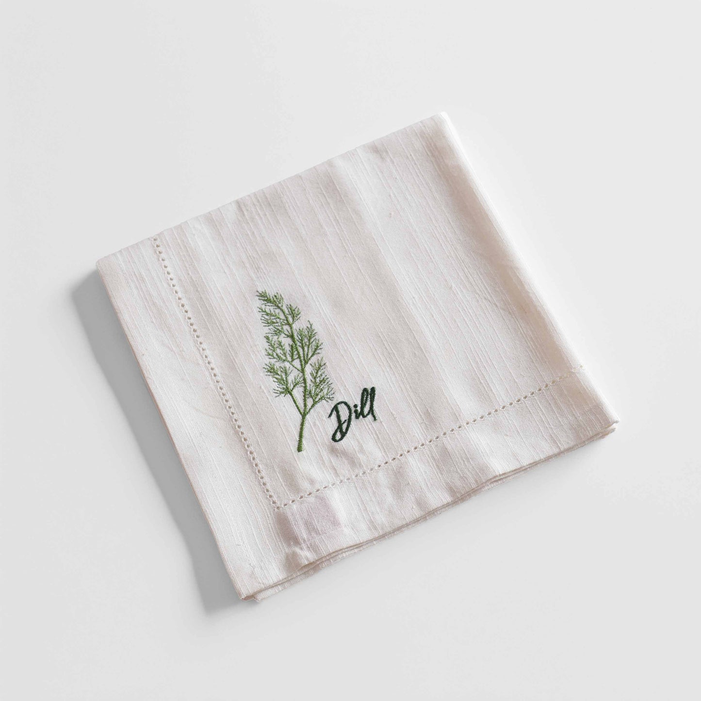 Linen Blend Cotton Napkins – Embroidered Herbs Collection with Gift Box - 18X18 inches