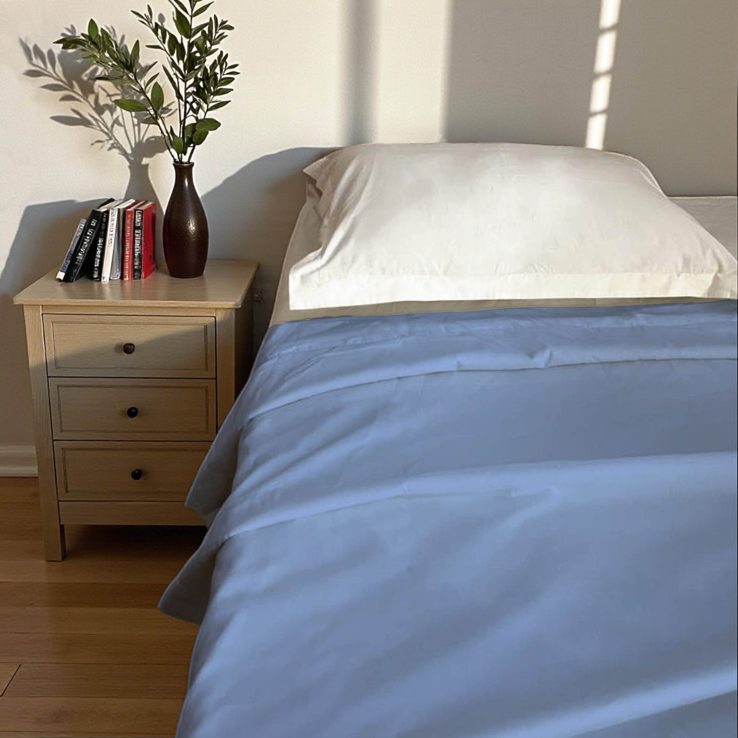 DENIM BLUE - Solid colour soft Cotton three layer dohar, sizes available