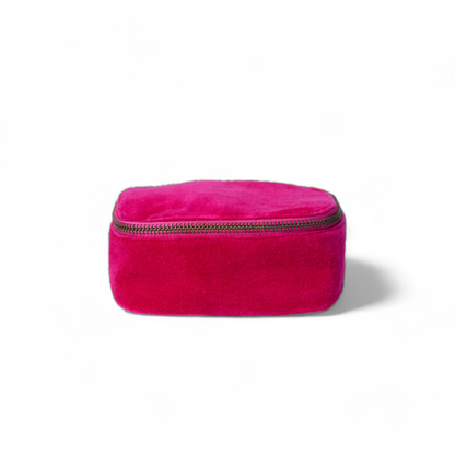 Set of 2 nesting boxes in Fuschia colour velvet - travel accessory