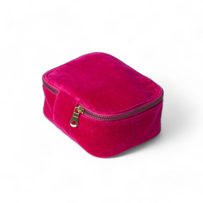 Set of 2 nesting boxes in Fuschia colour velvet - travel accessory