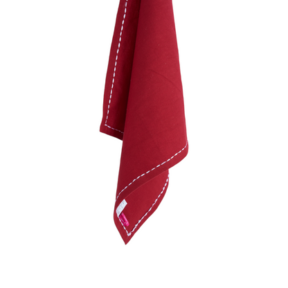 Christmas table napkins, Solid RED cotton with white rice stitch, set options available