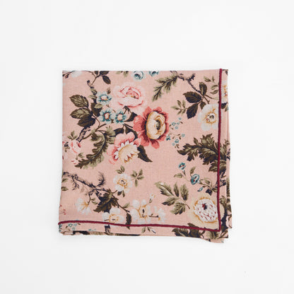 AMOUR BLUSH linen Table napkin, vintage rose print