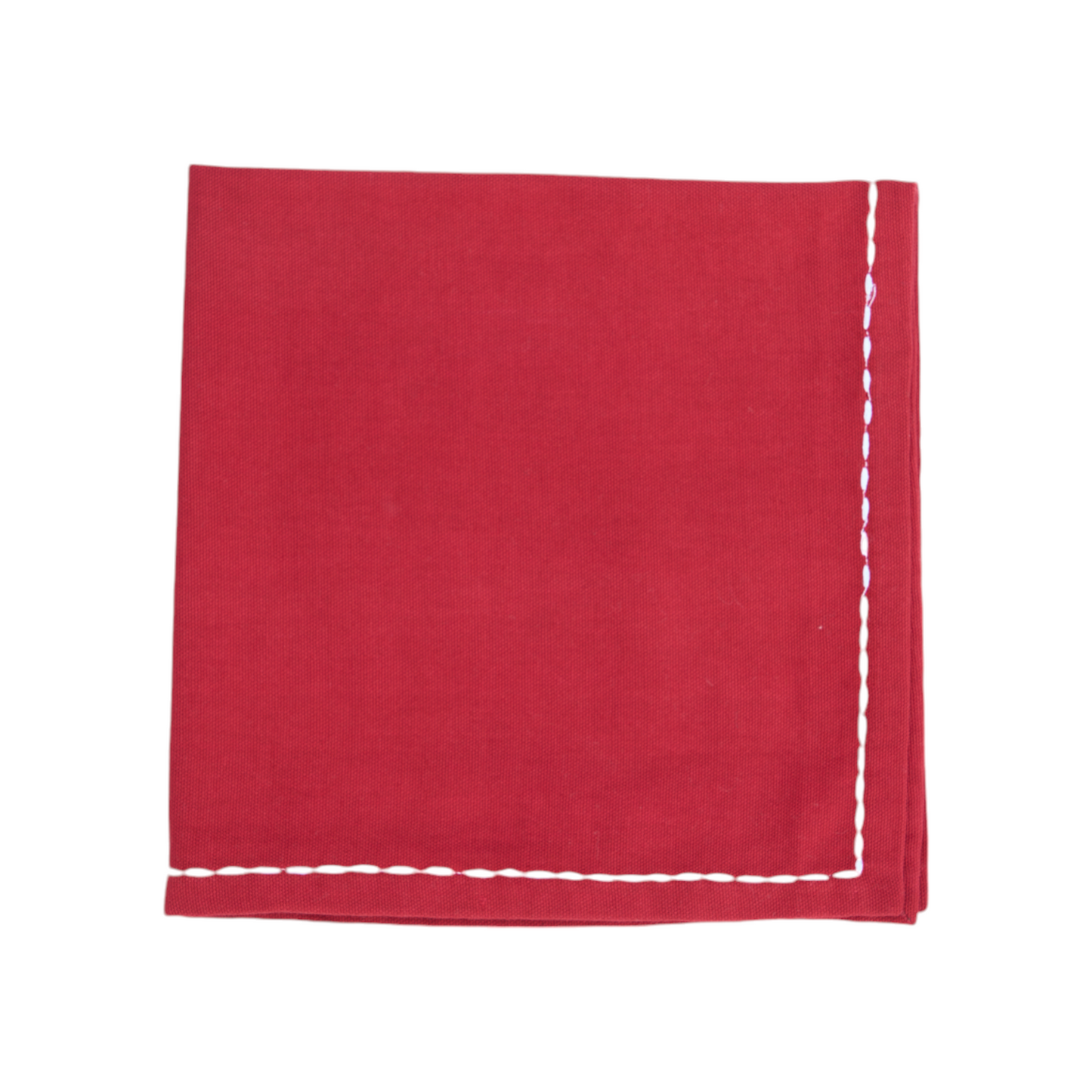 Christmas table napkins, Solid RED cotton with white rice stitch, set options available