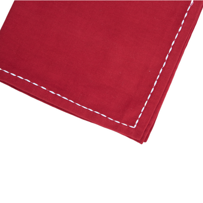 Christmas table napkins, Solid RED cotton with white rice stitch, set options available