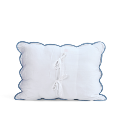 AMOUR - White and duck egg cotton PILLOW SHAM with scalloped border - sizes available