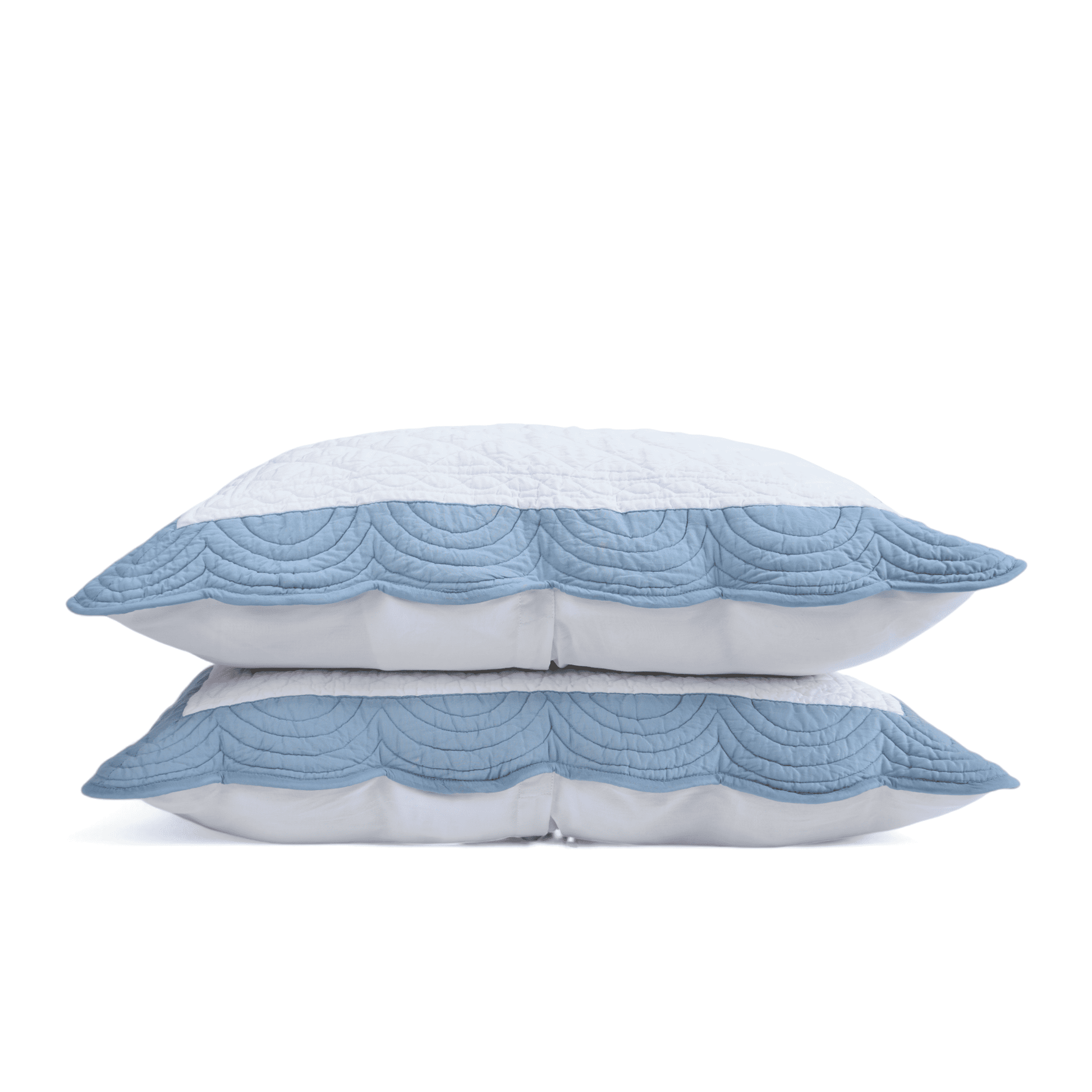 AMOUR White and duck egg cotton PILLOW SHAM with scalloped border sizes available