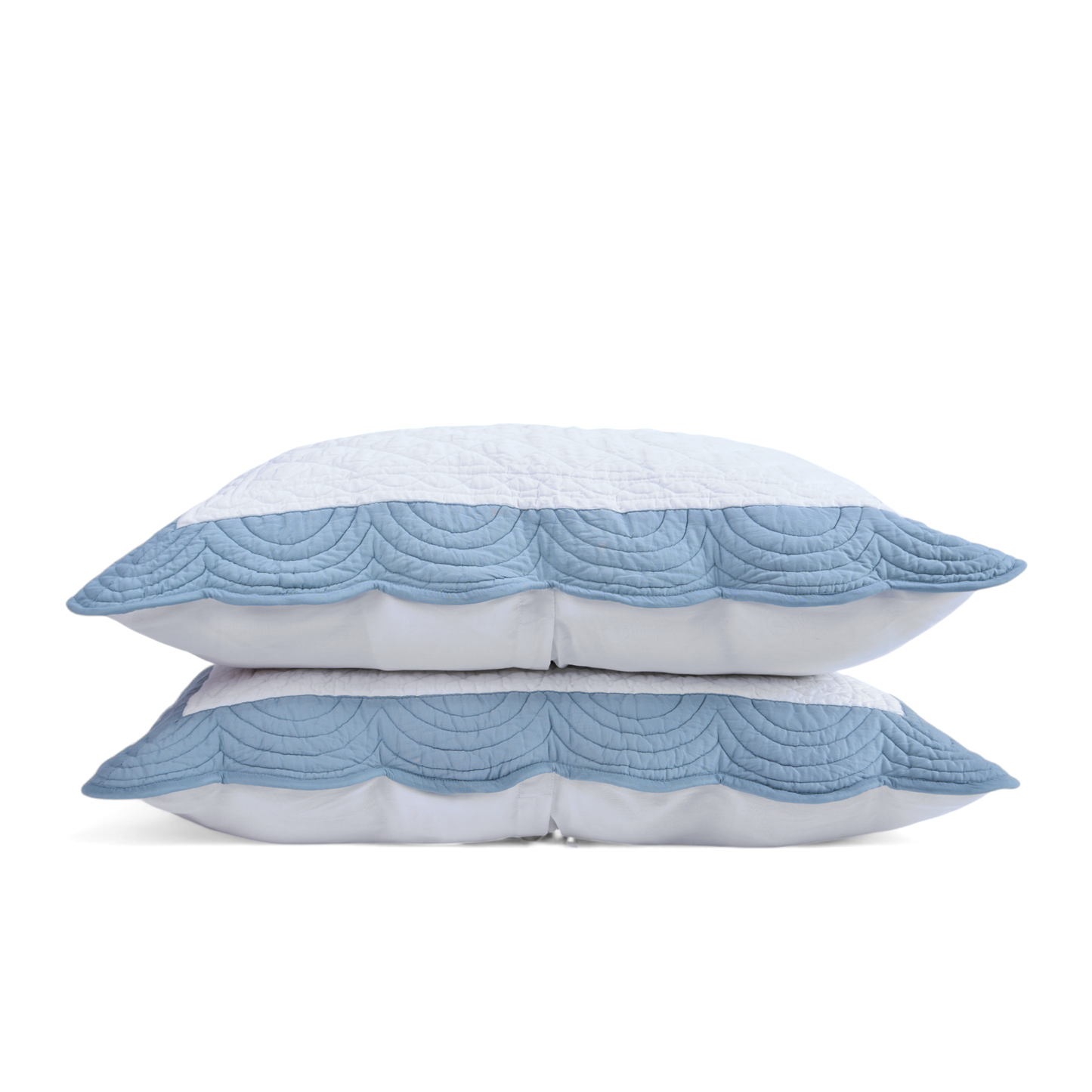 AMOUR - White and duck egg cotton PILLOW SHAM with scalloped border - sizes available