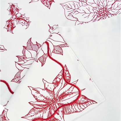 Christmas table runner, RED poinsettia print, cotton table runner, sizes available