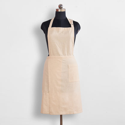 AMOUR APRON - Solid BEIGE linen fabric, size 27"X 35"